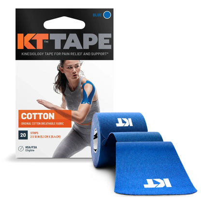 KT TAPE Original Cotton - 20 Pre-Cut Strips | Sports tape | Recovery tape | Muscle support