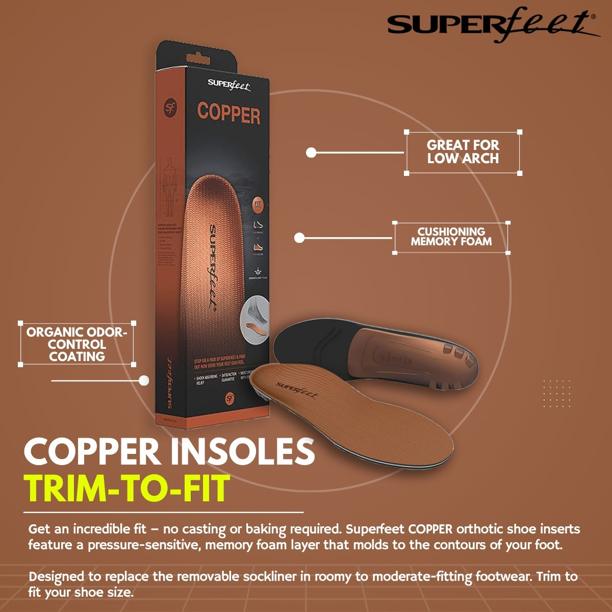 SUPERFEET COPPER (TRIM-TO-FIT)(Orthotic Design)