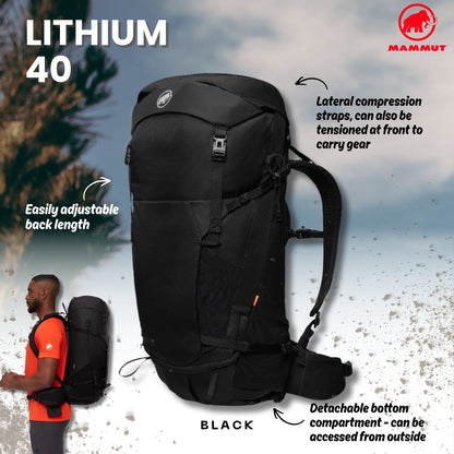 MAMMUT Lithium 40 Hiking Backpack (Black)