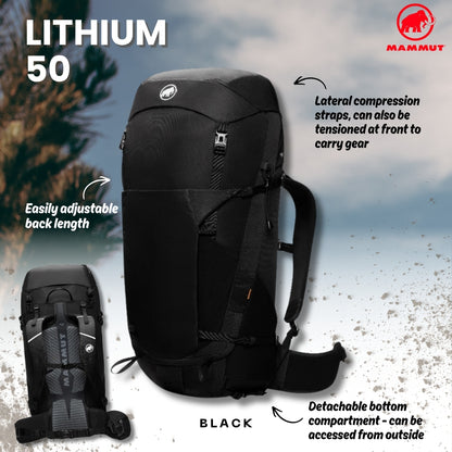 MAMMUT Lithium 50 Hiking Backpack (Black)
