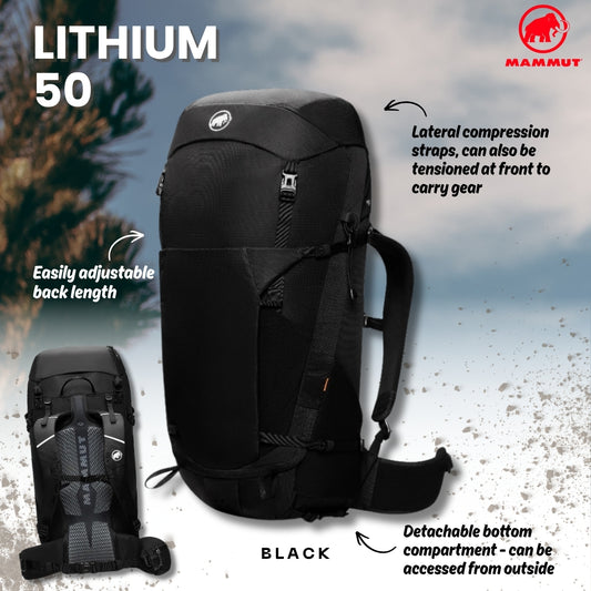 MAMMUT Lithium 50 Hiking Backpack (Black)