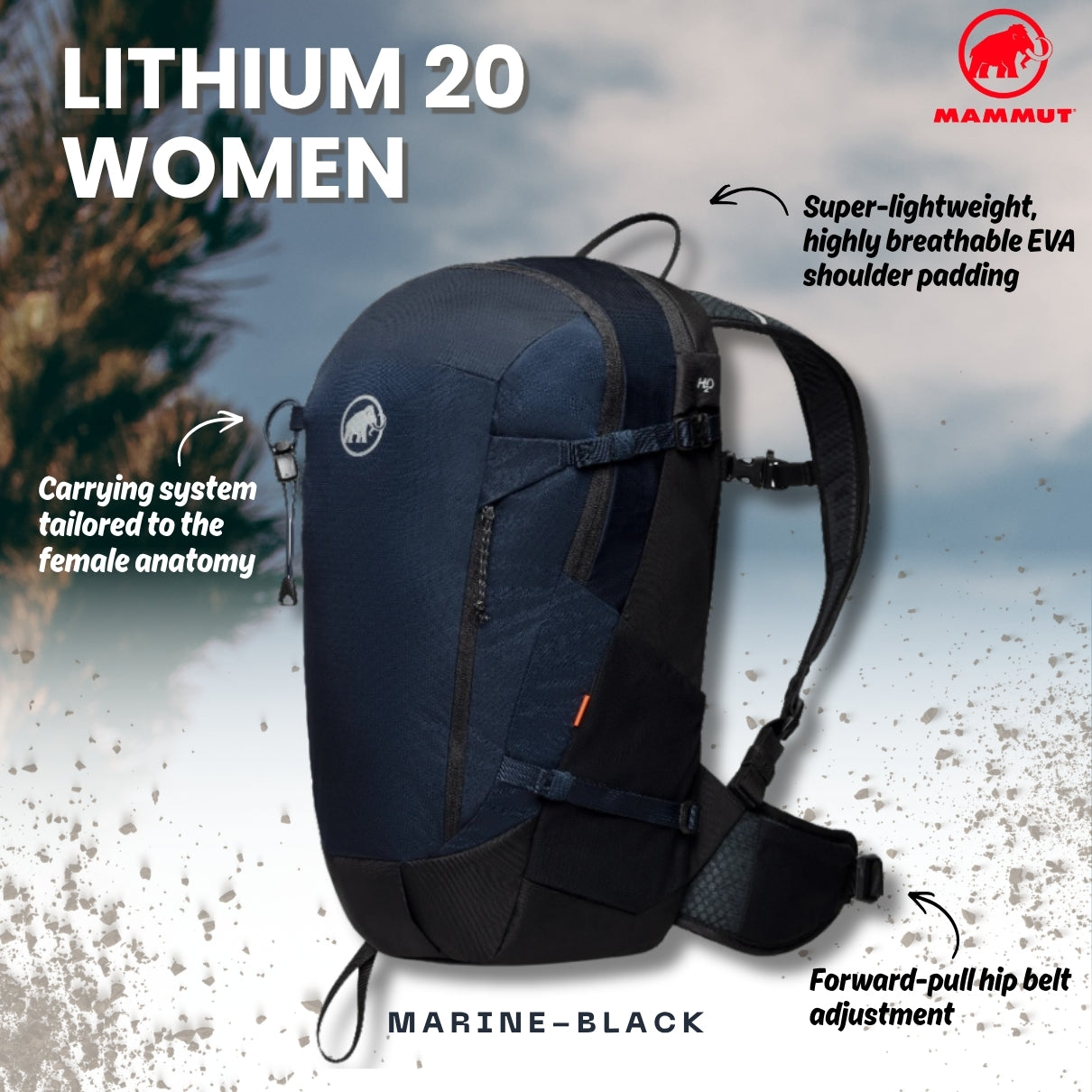 MAMMUT Lithium 20 Women Hiking Backpack (Marine-black)