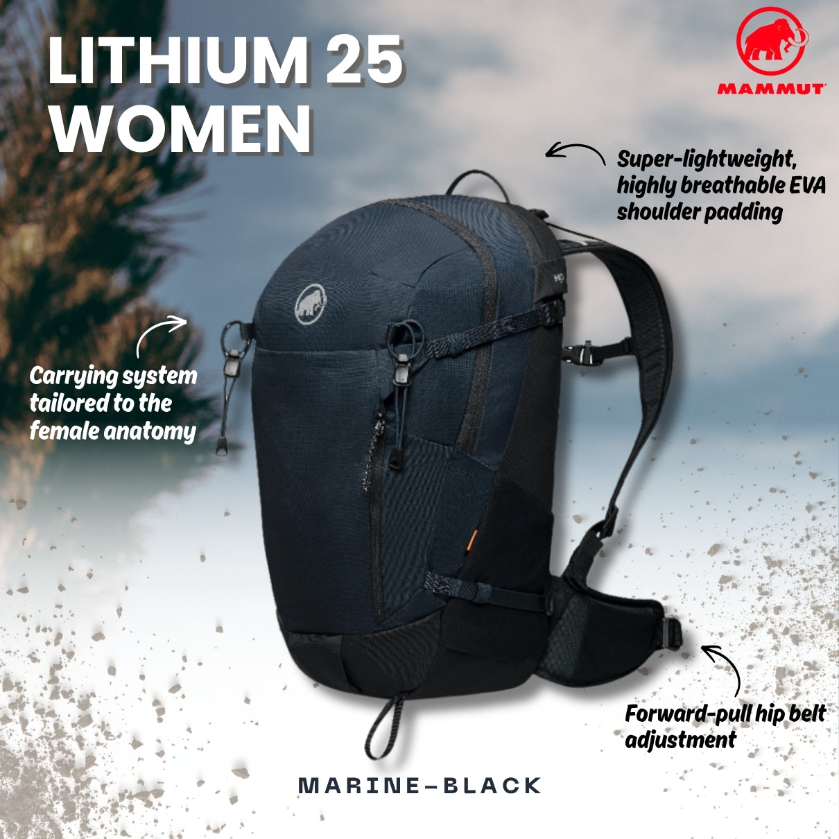 MAMMUT Lithium 25 Women Hiking Backpack (Marine-black)