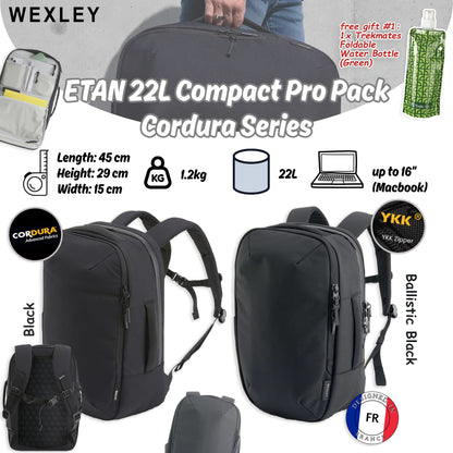 WEXLEY ETAN 22L Compact Pro Pack 1680D Cordura Series | Travel Backpack | Laptop Backpack