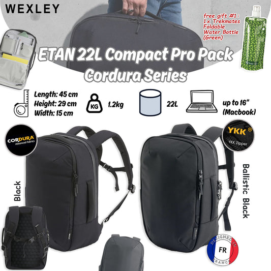 WEXLEY ETAN 22L Compact Pro Pack 1680D Cordura Series | Travel Backpack | Laptop Backpack