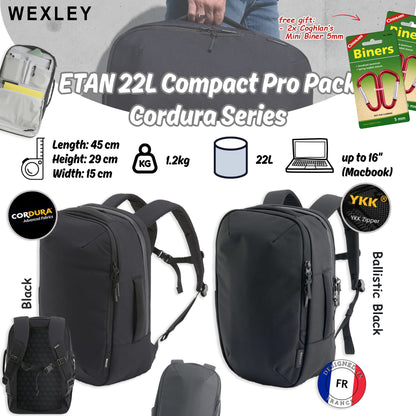 WEXLEY ETAN 22L Compact Pro Pack 1680D Cordura Series | Travel Backpack | Laptop Backpack