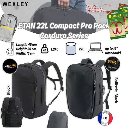 WEXLEY ETAN 22L Compact Pro Pack 1680D Cordura Series | Travel Backpack | Laptop Backpack