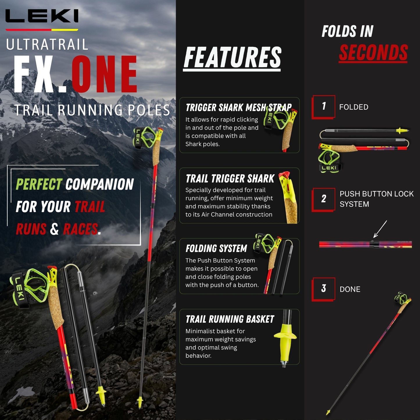 Leki Ultratrail FX.One Trail Running Pole (One Pair)