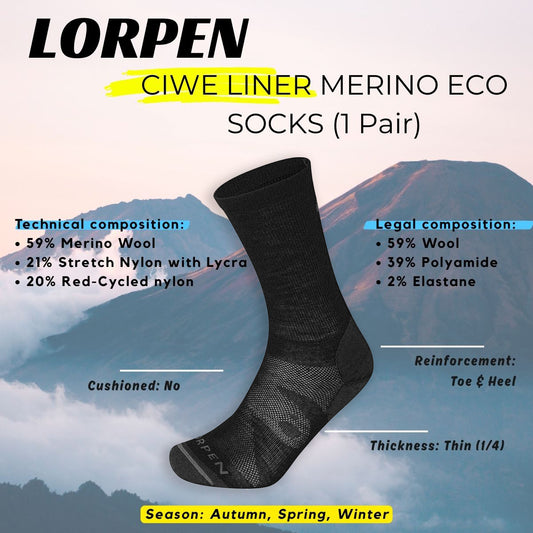 LORPEN CIWE LINER MERINO ECO SOCKS - 1 Pair