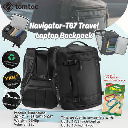 Tomtoc Navigator-T67 Travel Laptop Backpack | Laptop Bag (Black)
