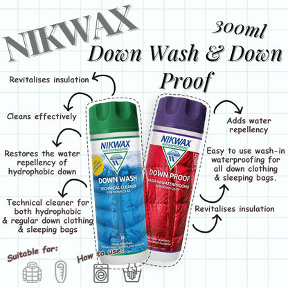 Nikwax Down Wash and Down Proof Set | Detergent | Waterproof