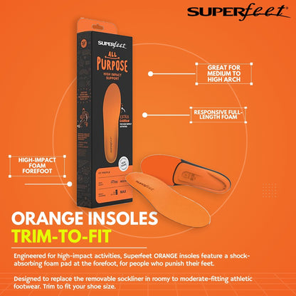 SUPERFEET ORANGE (TRIM-TO-FIT)(Great for High Impact Activities)