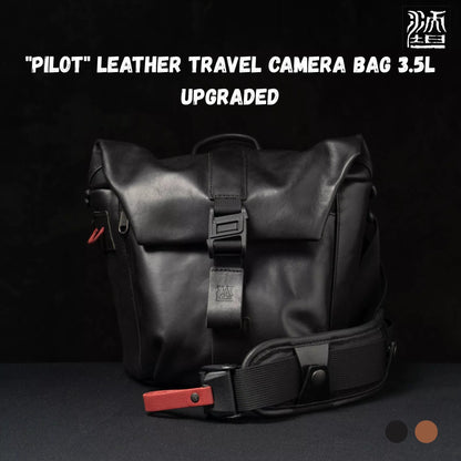 Wotancraft PILOT LEATHER TRAVEL CAMERA BAG 3.5L UPGRADED