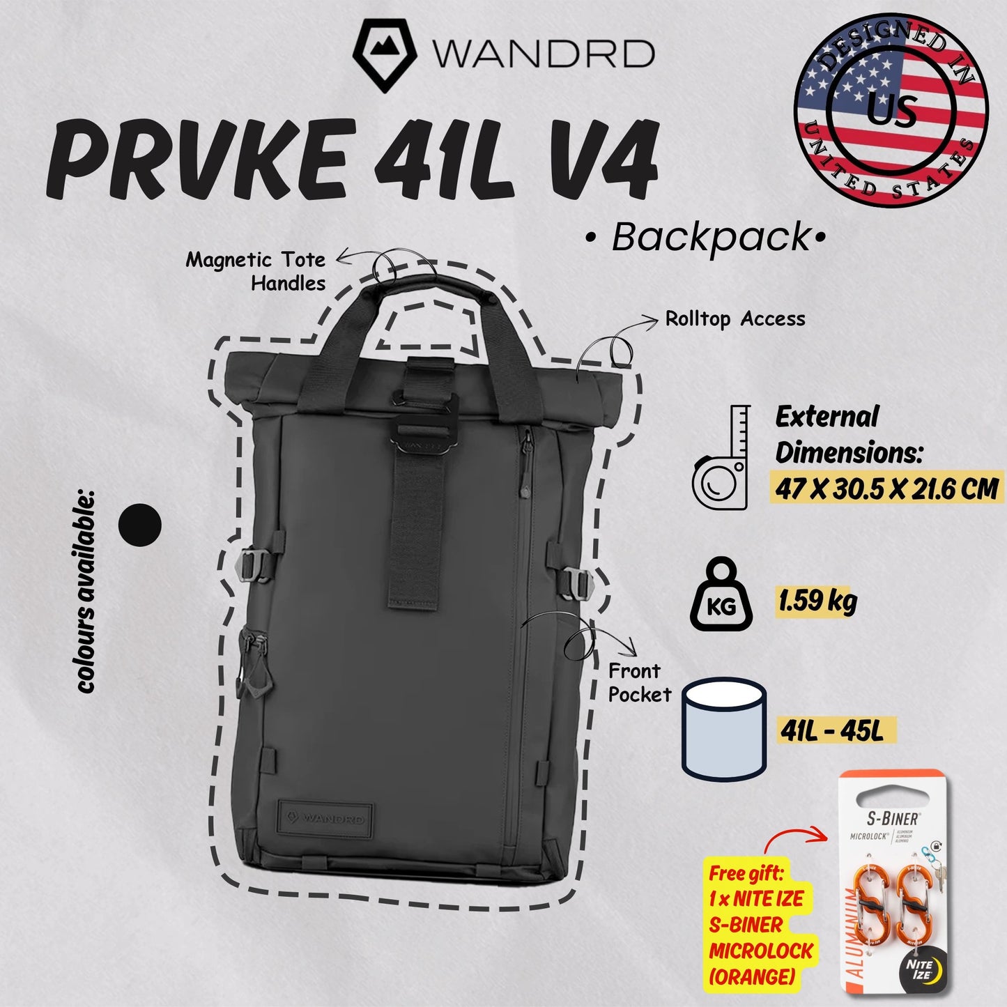 WANDRD PRVKE 41L V4 Backpack (Black)