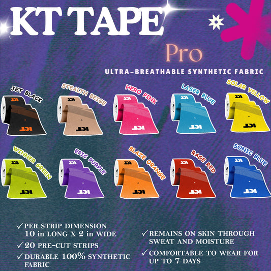 KT TAPE Pro - 20 Pre-Cut Strips | Sports tape | Recovery tape | Muscle support | Pain relief