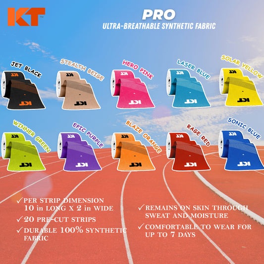 KT TAPE Pro - 20 Pre-Cut Strips | Sports tape | Recovery tape | Muscle support | Pain relief