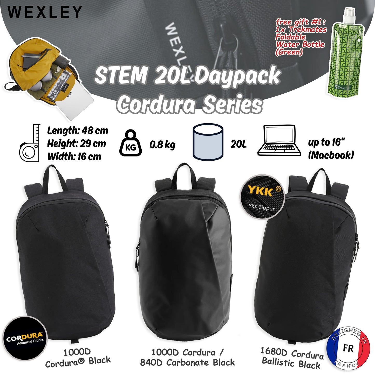 WEXLEY STEM 20L Daypack Cordura Series | Travel Backpack | Laptop Backpack