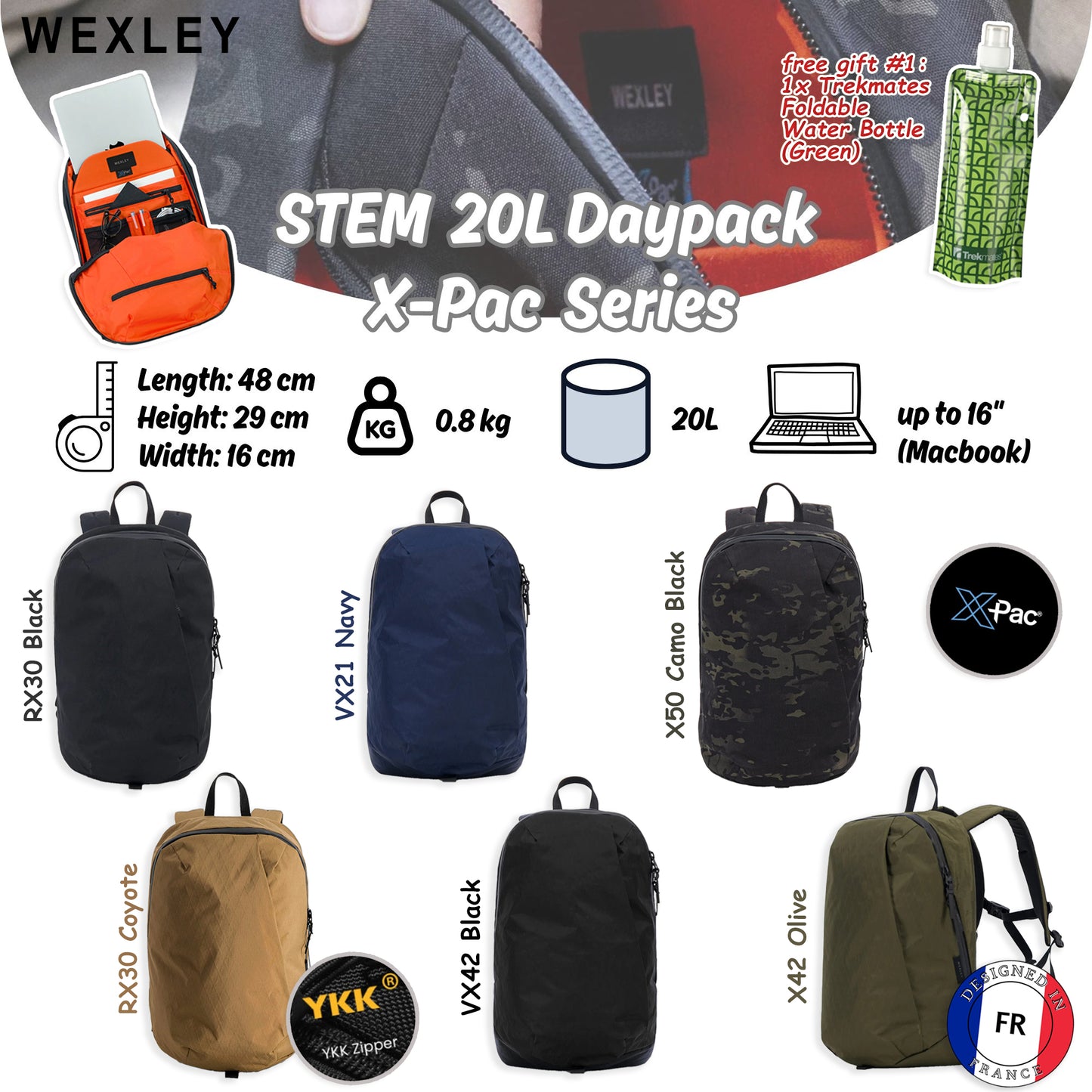 WEXLEY STEM 20L Daypack X-Pac Series | Travel Backpack | Laptop Backpack