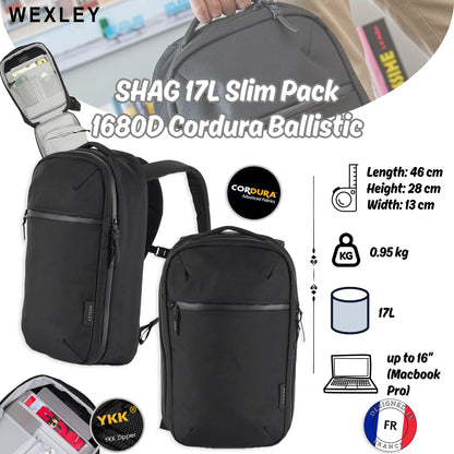 WEXLEY SHAG 17L Slim Pack 1680D Cordura Ballistic | Travel Backpack | Laptop Backpack