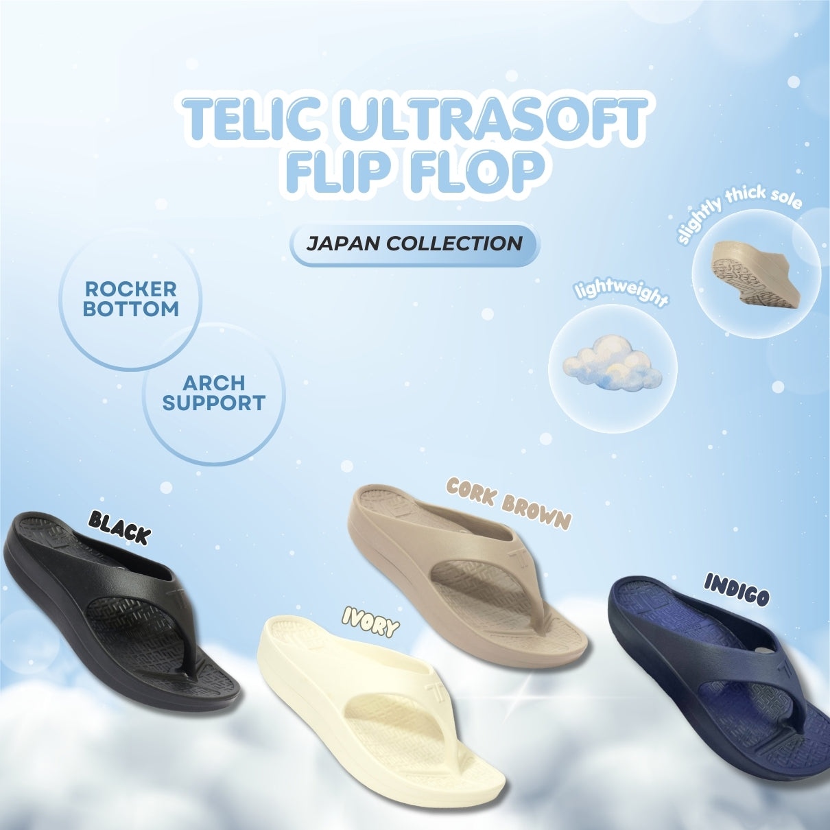 Telic Ultrasoft Flip Flop (Japan Collection)  | Recovery Footwear | Arch Support | Plantar Fasciitis
