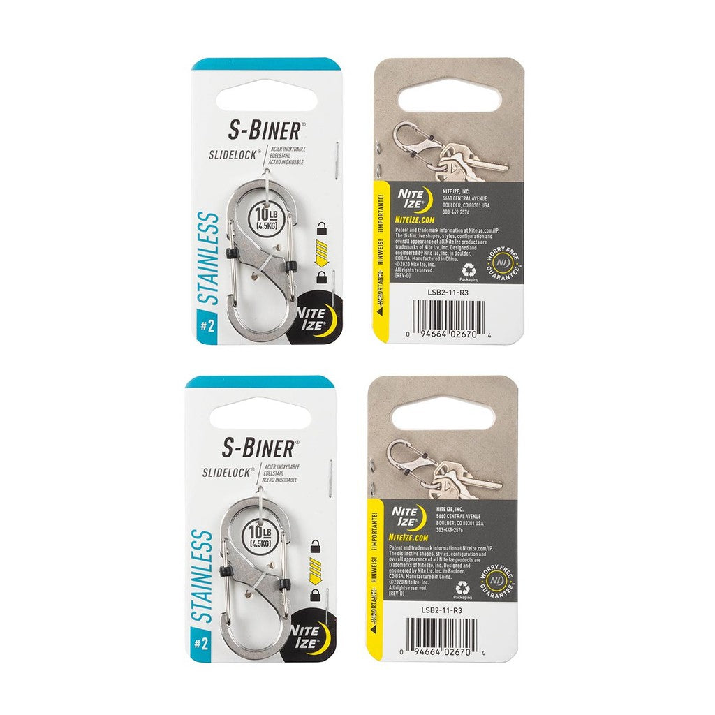 NITE IZE S-BINER SLIDELOCK STAINLESS STEEL #2 [BUNDLE OF 2]