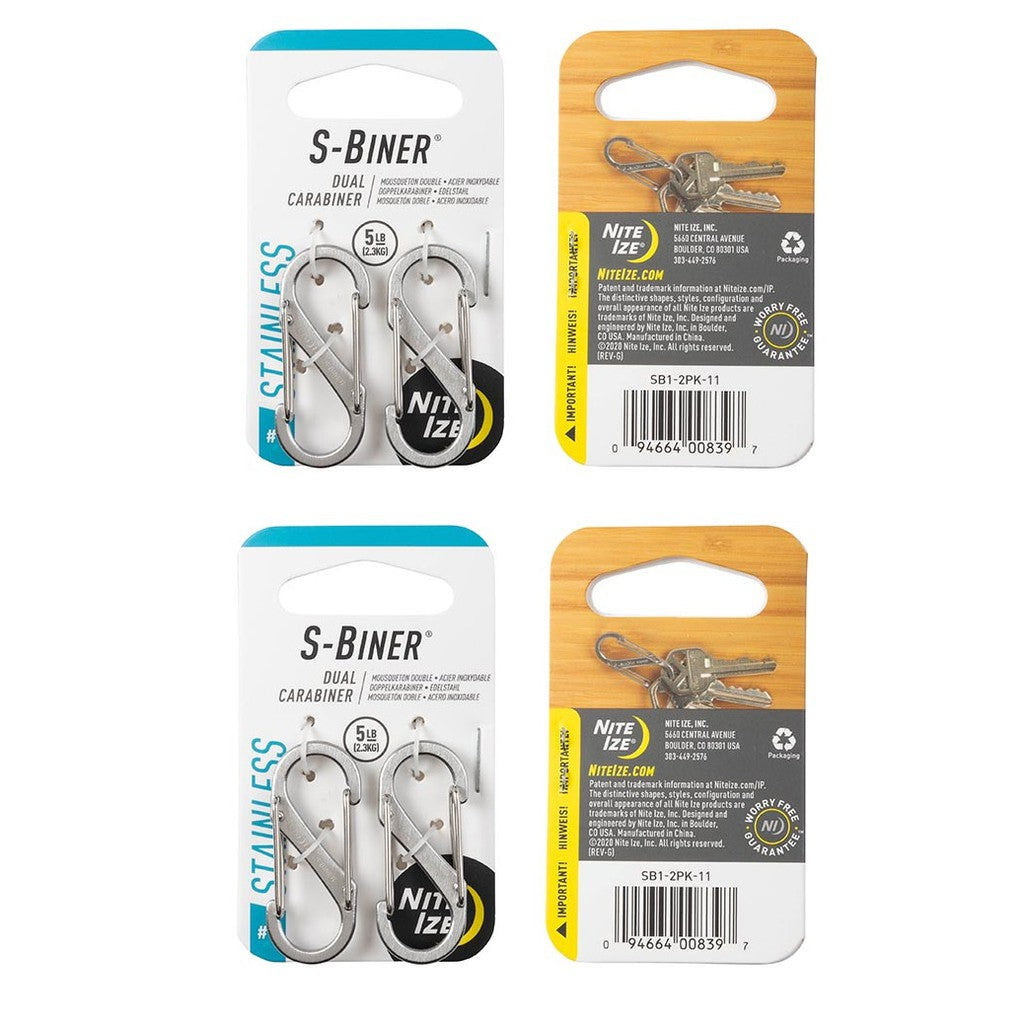NITE IZE S-BINER STAINLESS STEEL DUAL CARABINER [BUNDLE OF 2]