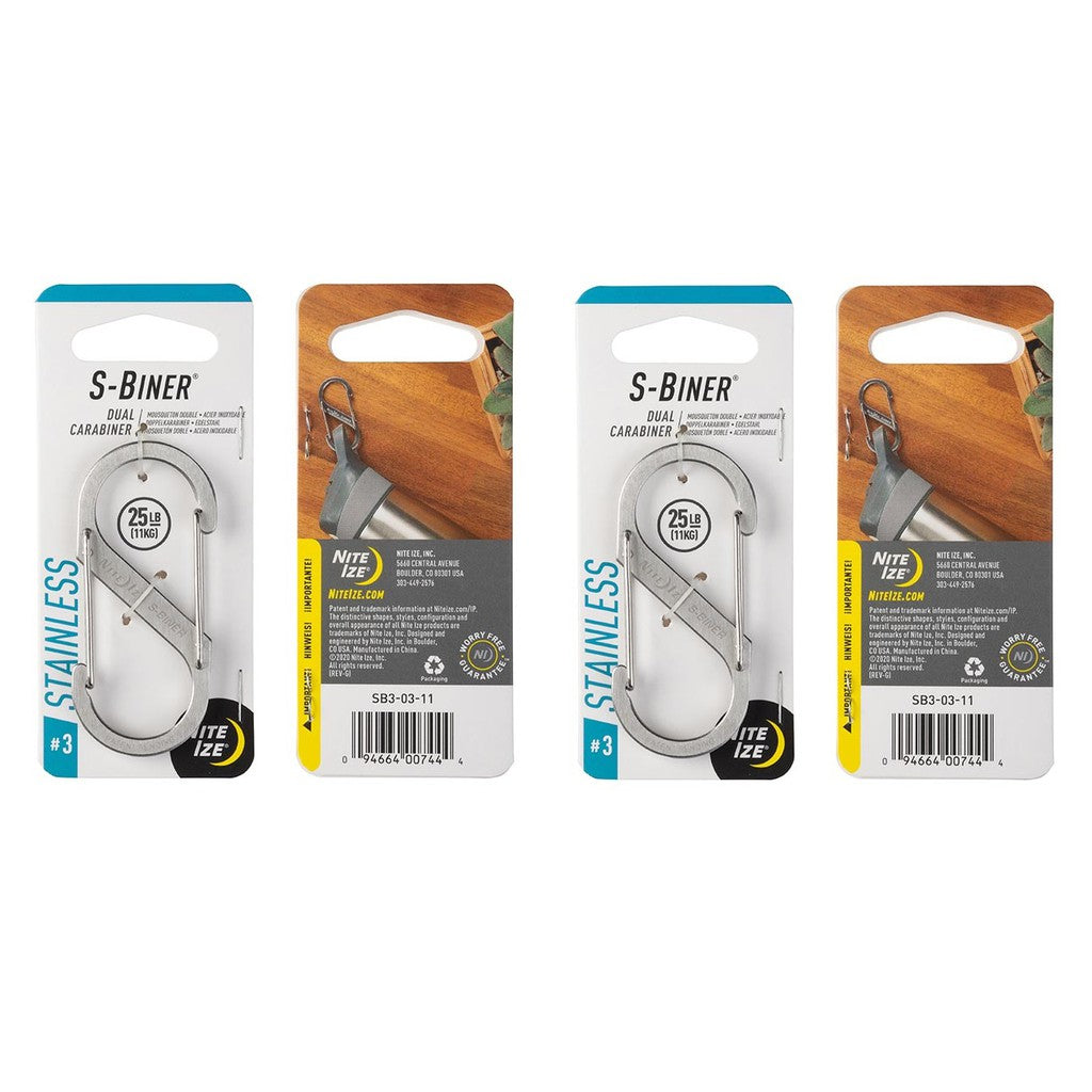 NITE IZE S-BINER STAINLESS STEEL DUAL CARABINER [BUNDLE OF 2]