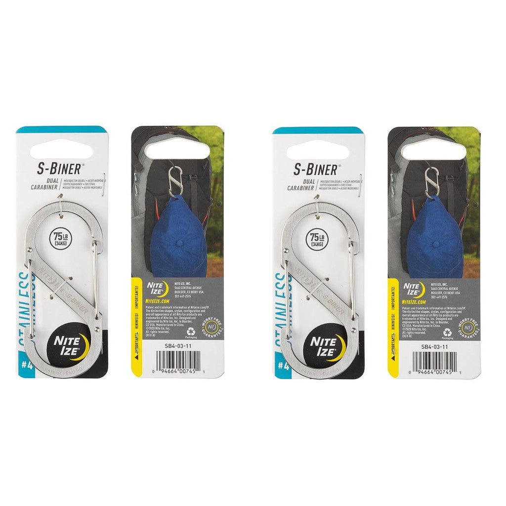 NITE IZE S-BINER STAINLESS STEEL DUAL CARABINER [BUNDLE OF 2]