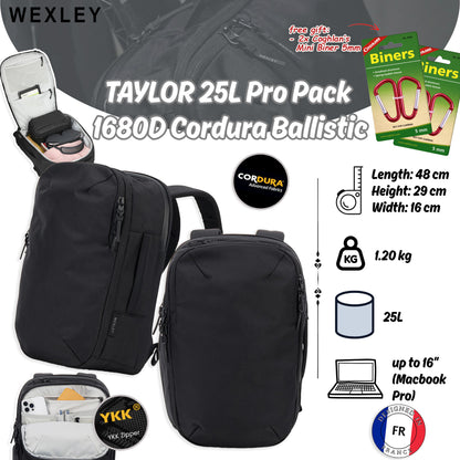 WEXLEY TAYLOR 25L Pro Pack 1680D Cordura® Ballistic | Travel Backpack | Laptop Backpack
