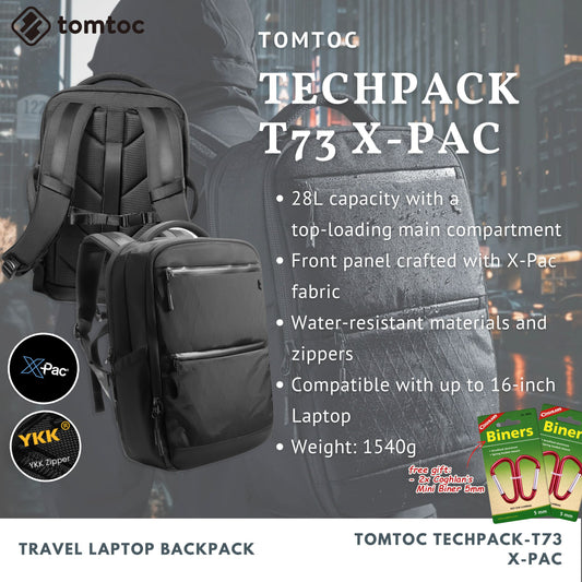 Tomtoc TechPack-T73 X-Pac Laptop Backpack | Laptop Bag (Black)