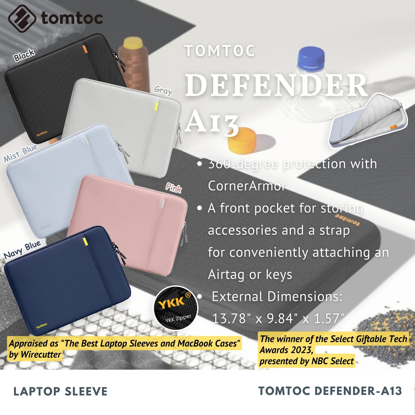 Tomtoc Defender-A13 Laptop Sleeve | for 14 inch | Laptop Cover