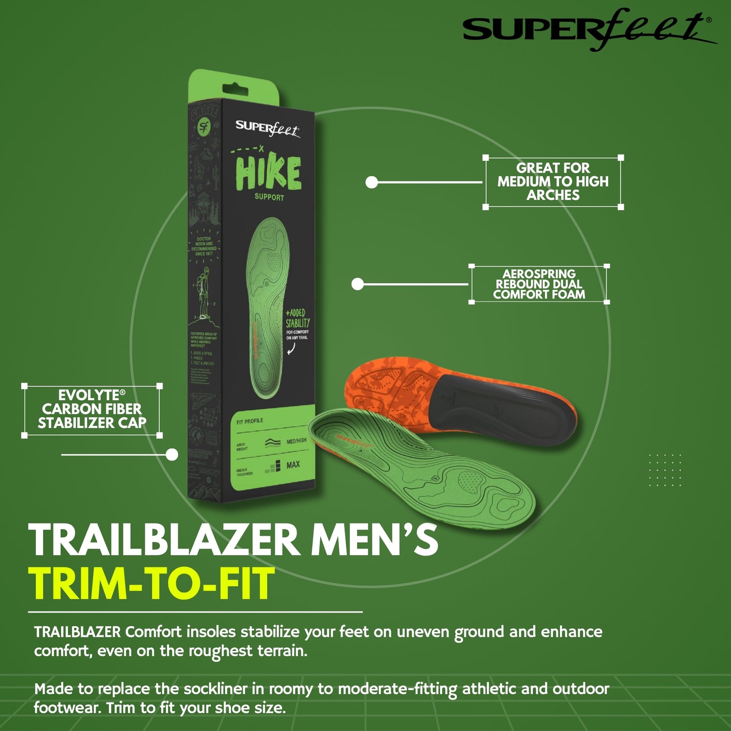 SUPERFEET TRAILBLAZER COMFORT MEN INSOLES (TRIM-TO-FIT)