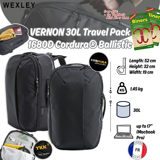 WEXLEY VERNON 30L Travel Pack 1680D Cordura Ballistic | Travel Backpack | Laptop Backpack