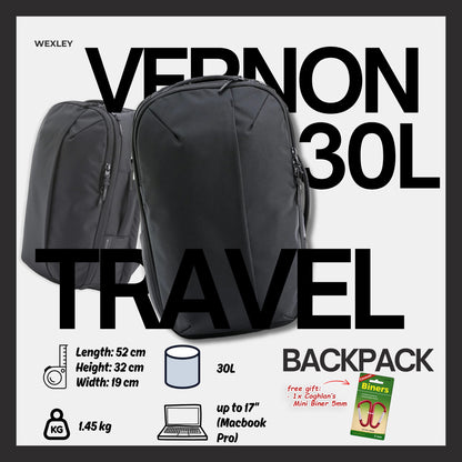 WEXLEY VERNON 30L Travel Pack 1680D Cordura Ballistic | Travel Backpack | Laptop Backpack