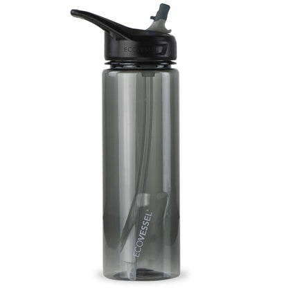 ECOVESSEL THE WAVE - BPA Free Plastic Sports Water Bottle With Straw - 24 oz | Water Bottles