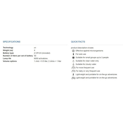 STERIPEN ADVENTURER OPTI UV WATER PURIFIER