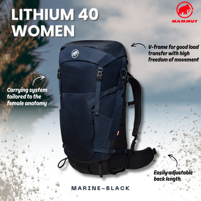 MAMMUT Lithium 40 Women Hiking Backpack (Marine-black)