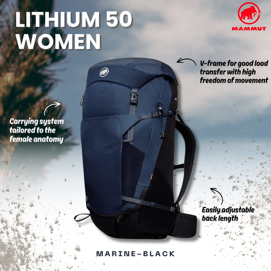 MAMMUT Lithium 50 Women Hiking Backpack (Marine-black)