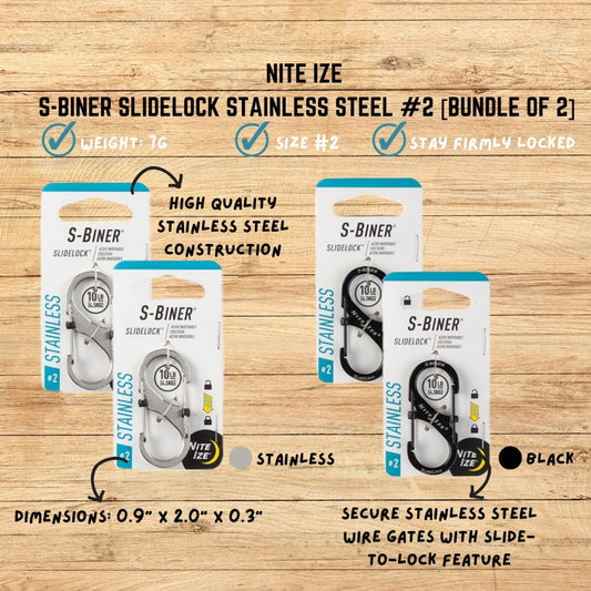 NITE IZE S-BINER SLIDELOCK STAINLESS STEEL #2 [BUNDLE OF 2]