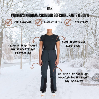 RAB Women's Khroma Ascendor Softshell Pants (Ebony)