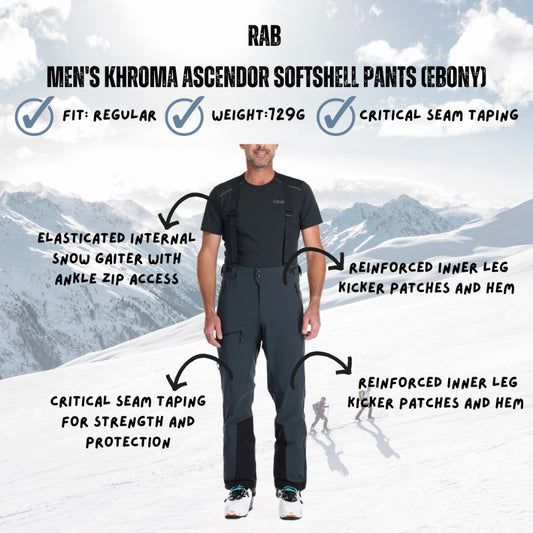 RAB Men's Khroma Ascendor Softshell Pants (Ebony)