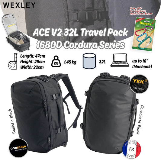 WEXLEY ACE V2 32L Travel Pack 1680D Cordura Series | Travel Backpack | Laptop Backpack