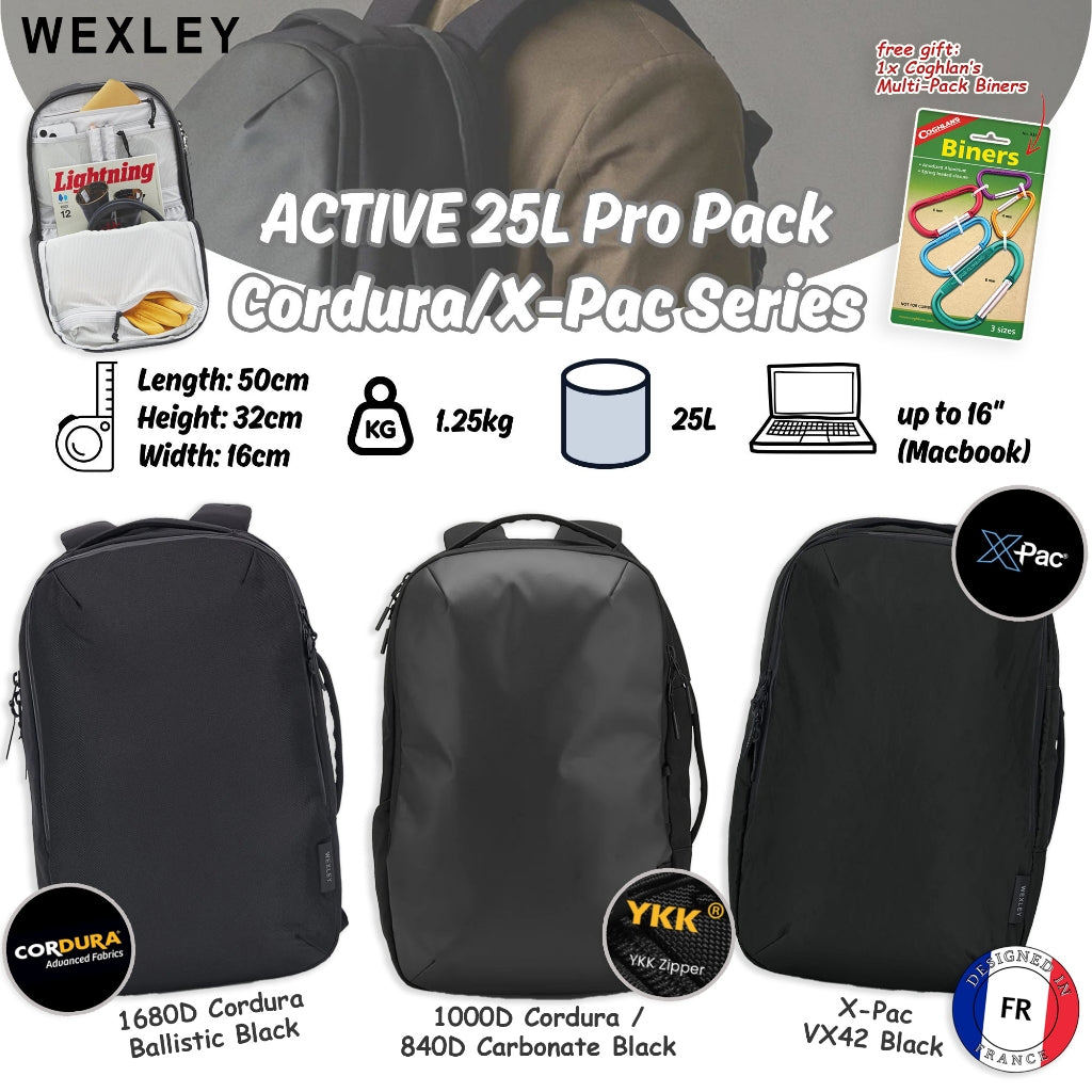 WEXLEY ACTIVE 25L Pro Pack Cordura/X-Pac Series | Travel Backpack | Laptop Backpack