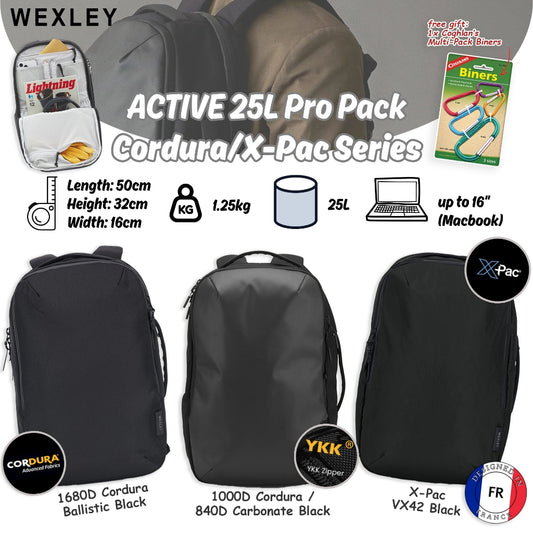 WEXLEY ACTIVE 25L Pro Pack Cordura/X-Pac Series | Travel Backpack | Laptop Backpack