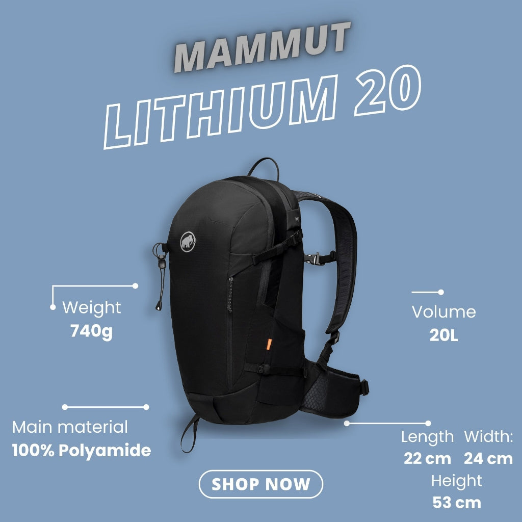 MAMMUT Lithium 20 - Lightweight hiking and trekking backpack (Black)