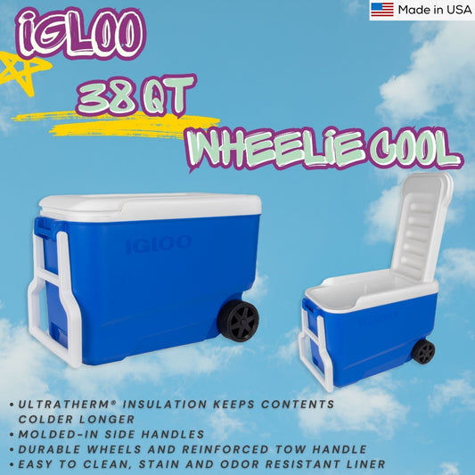 IGLOO Wheelie Cool 38 Qt Cooler