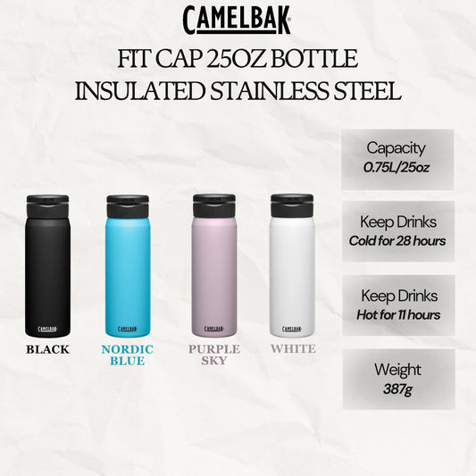 CAMELBAK FIT CAP 25OZ WATER BOTTLE, INSULATED STAINLESS STEEL