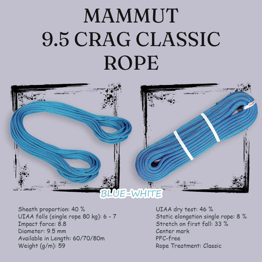 MAMMUT 9.5 Crag Classic Rope (Blue-White)