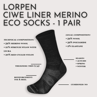 LORPEN CIWE LINER MERINO ECO SOCKS - 1 Pair