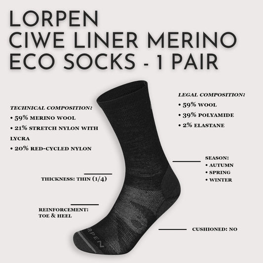 LORPEN CIWE LINER MERINO ECO SOCKS - 1 Pair